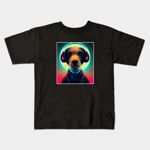 cute dog dj Kids T-Shirt by ElArrogante